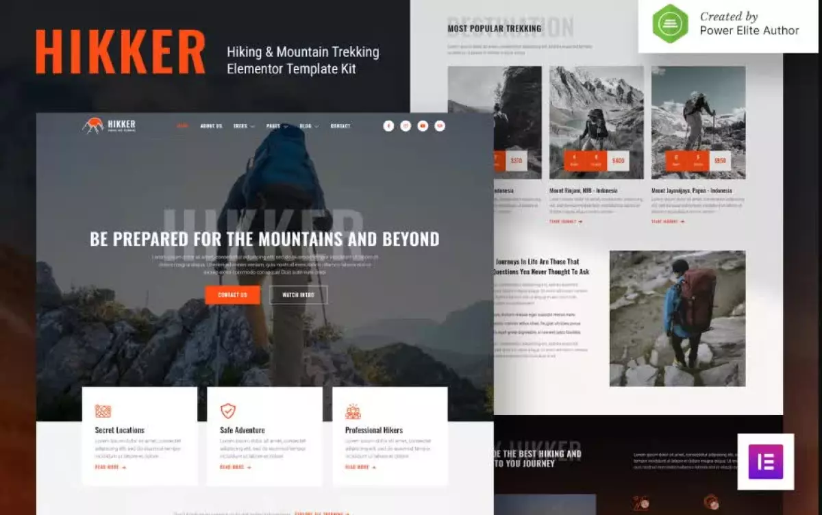 Hikker – Hiking & Mountain Trekking Elementor Template