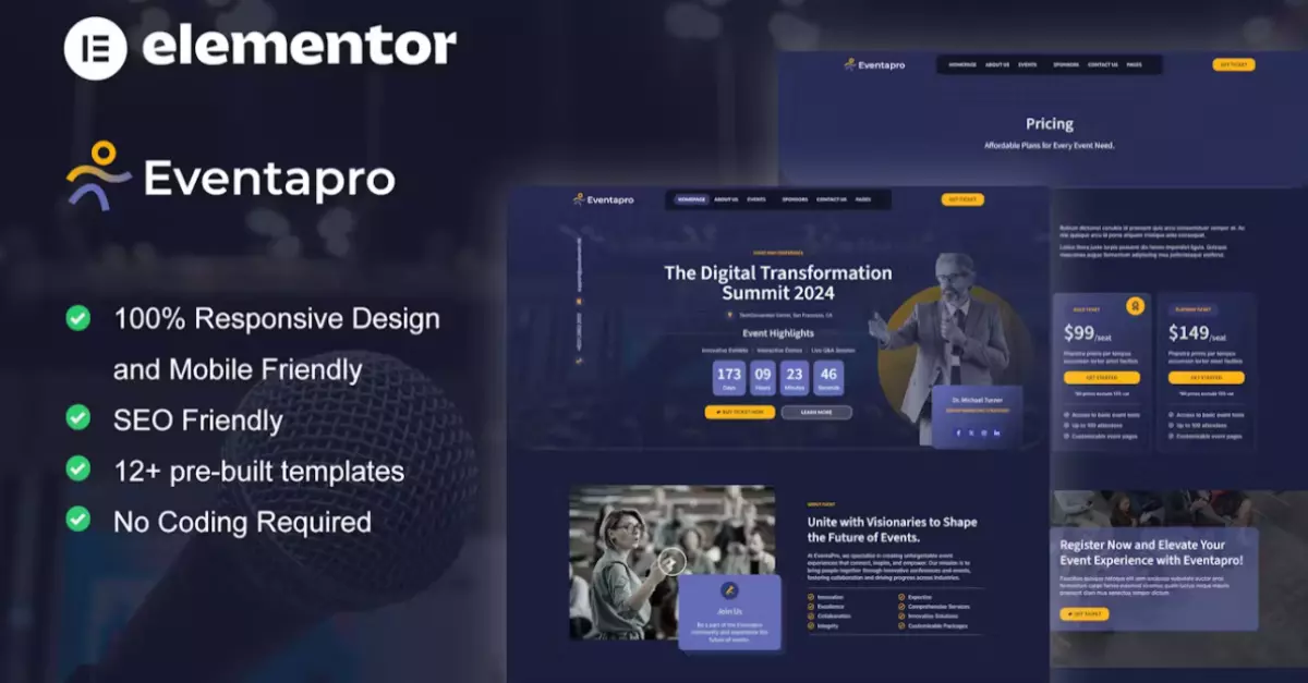 Eventapro – Event &amp; Conference Elementor Pro Template Kit