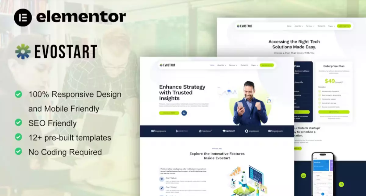 Evostart - Tech Startup Company Elementor Pro Template Kit