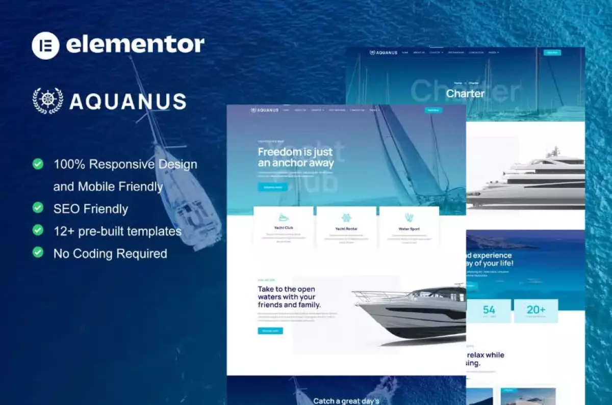 Aquanus - Yacht Club & Boat Rental Elementor Template