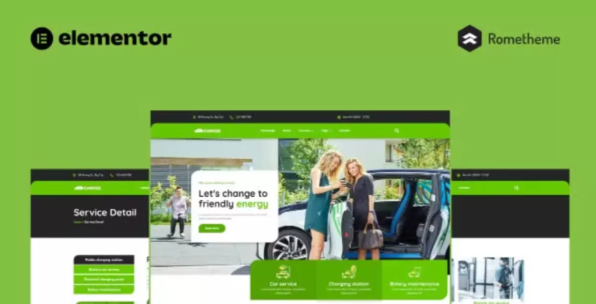 Caroze - Charging Station &EV Servicing Elementor Pro Full Site Template