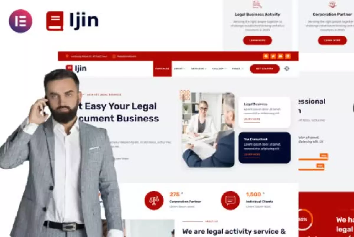 Ijin - Legal Business & Tax Consultant Services Elementor Template