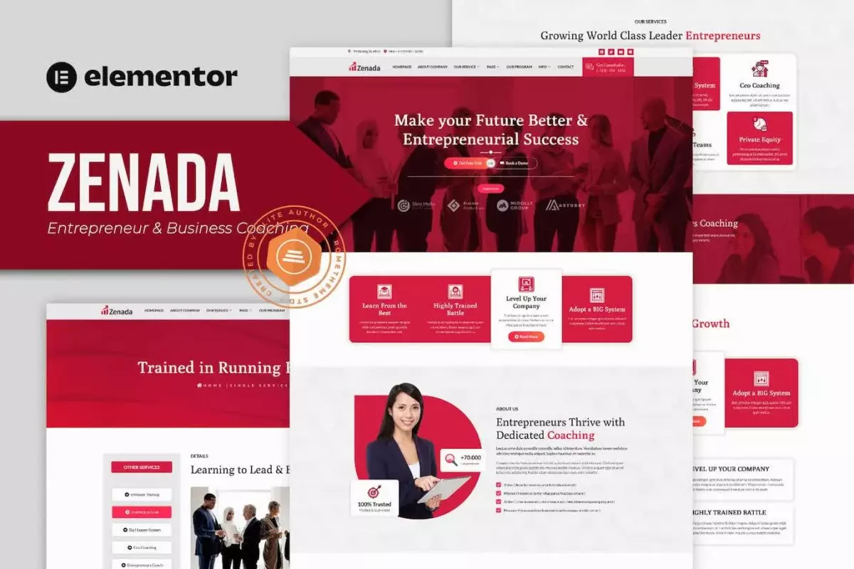 Zenada - Entrepreneur &amp; Business Coaching Elementor Template