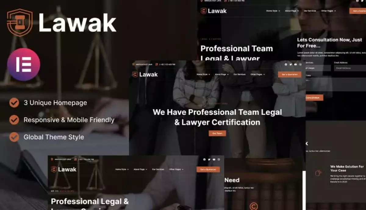 Lawak - Legal & Lawyer Services Elementor Template