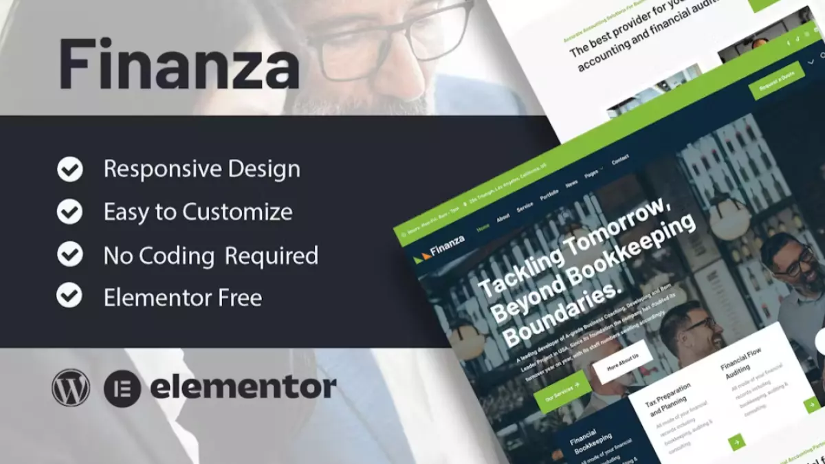 Finanza – Finance &amp; Accounting Company Elementor Template Kit