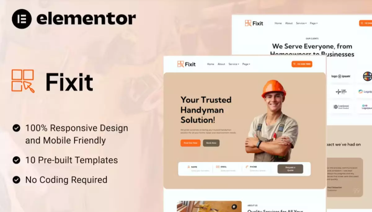 Fixit - Handyman Services Elementor Template Kit