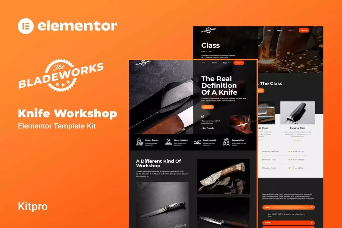 Bladeworks - Knife Workshop Elementor Template