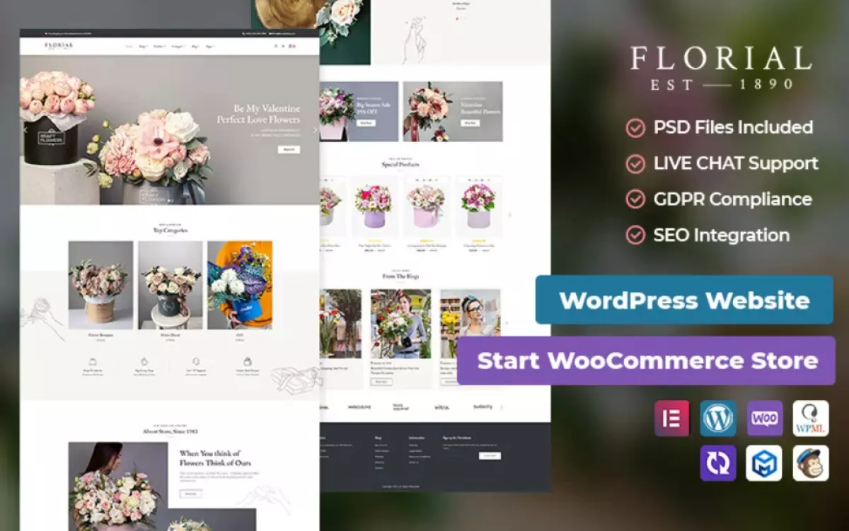 Florial - Flower &amp; Decoration Best of Conversion-friendly WooCommerce Theme