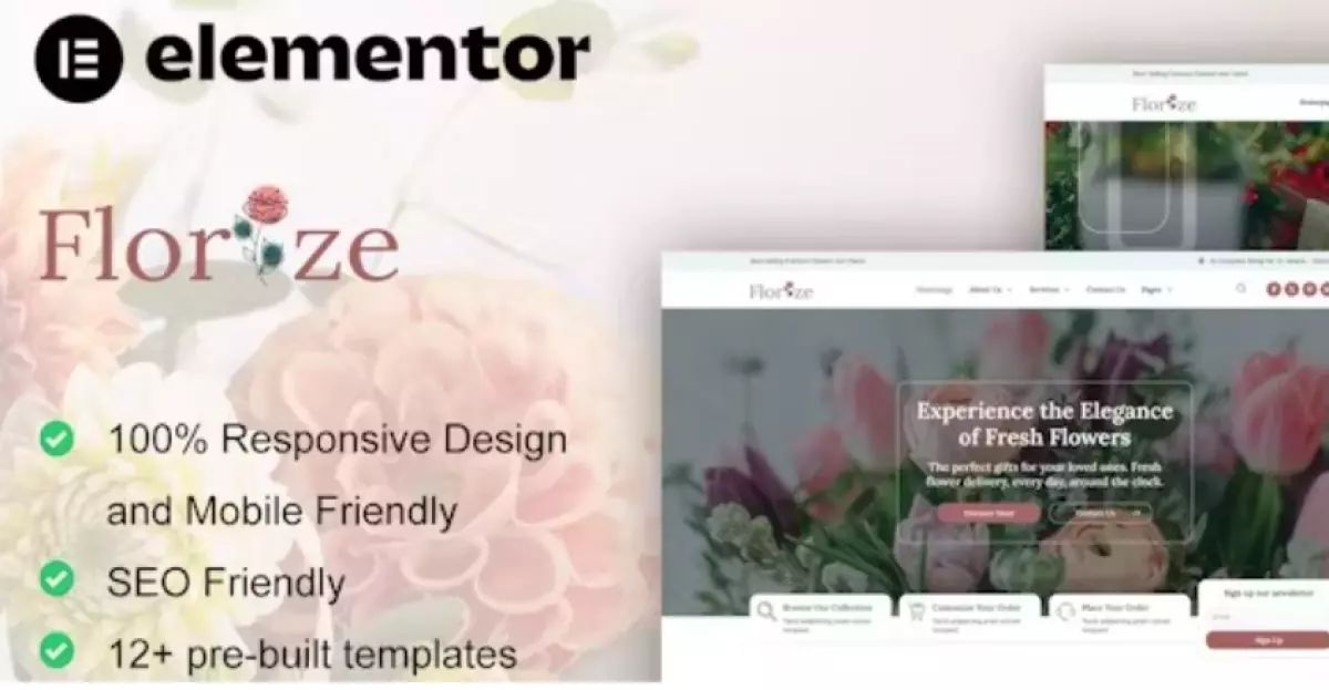 Florize – Florist &amp; Flower Boutique Elementor Template Kit