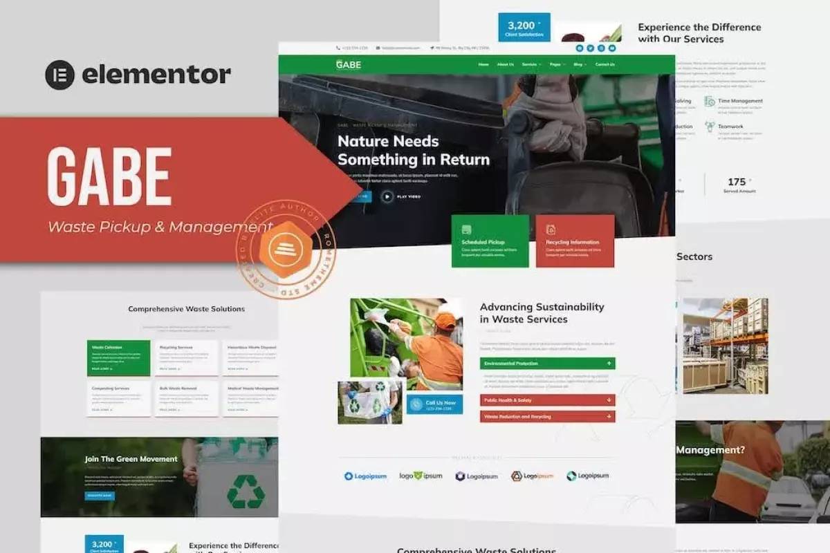 Gabe - Waste Pickup &amp; Management Elementor Template