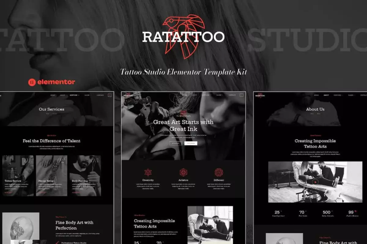 Ratattoo - Tattoo Studio Elementor Template