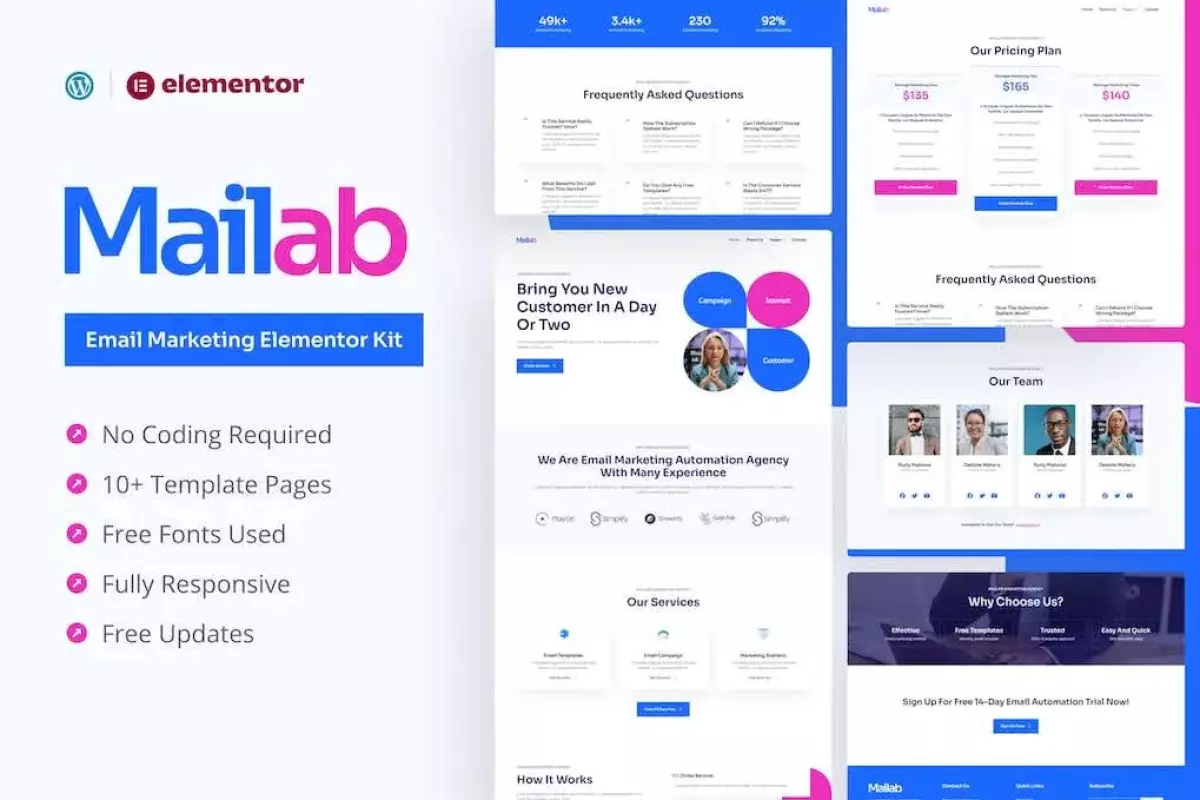 Mailab - Email Marketing Elementor Pro Template