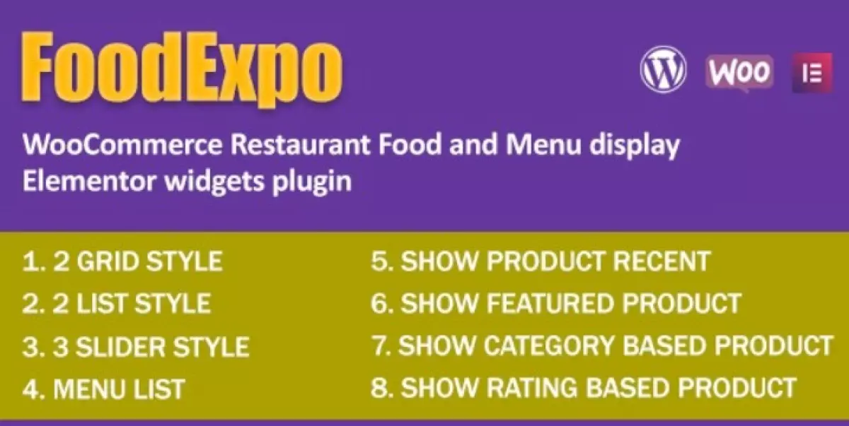 FoodExpo - WooCommerce Restaurant Food Menu display Elementor widgets plugin