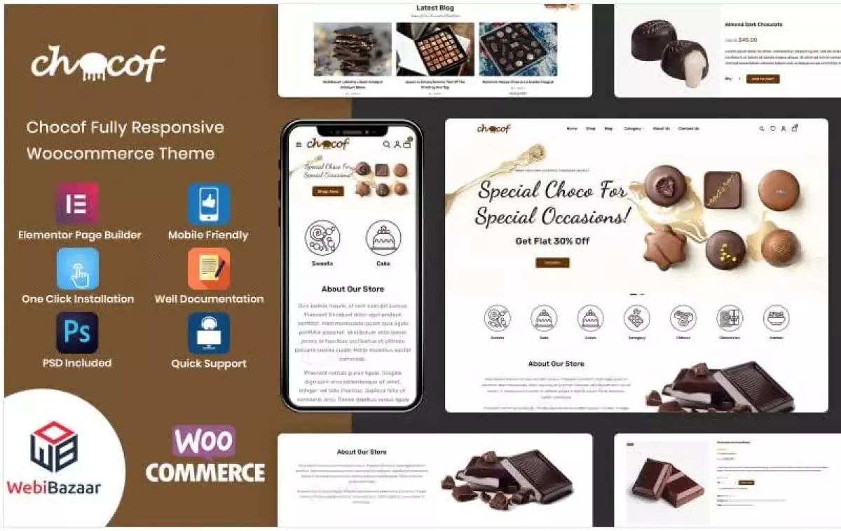 Chocof – Chocolate Sweets & Candy WordPress Elementor Theme