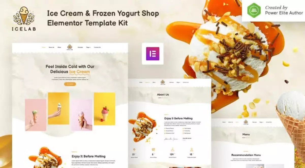 Icelab – Ice Cream & Frozen Yogurt Shop Elementor Template