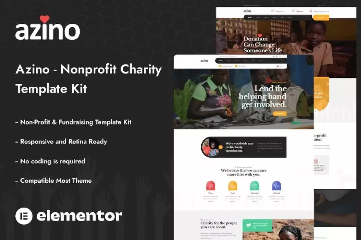 Azino - Nonprofit Charity Elementor Template