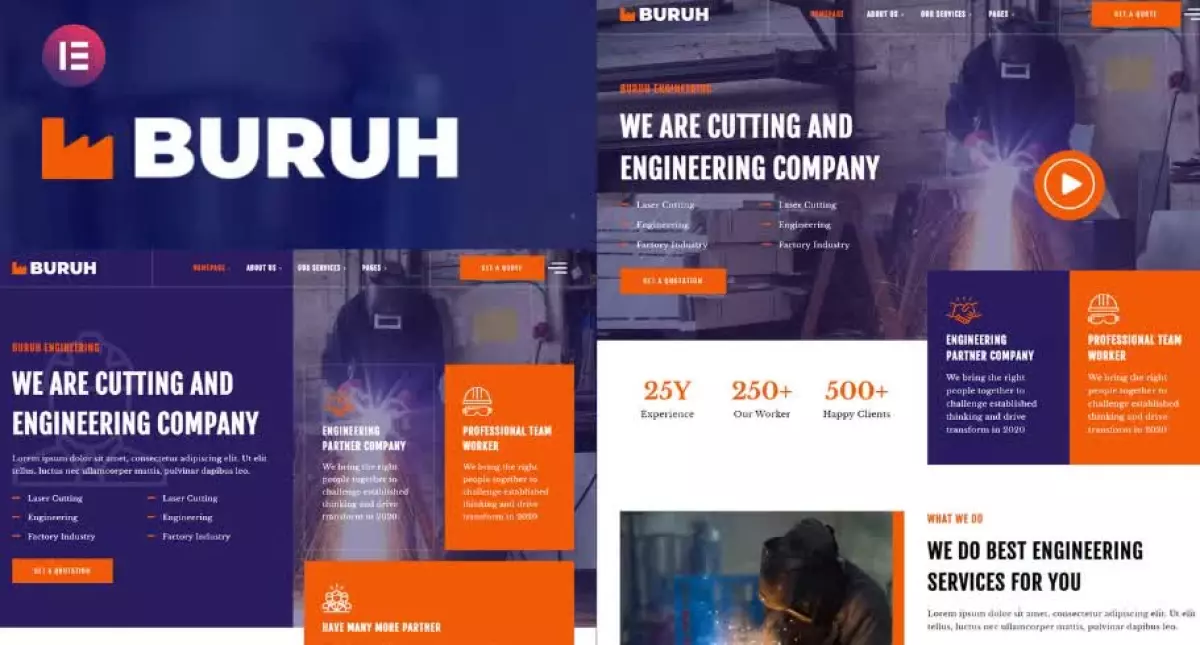 Buruh - Laser Cutting & Engineering Company Elementor Template