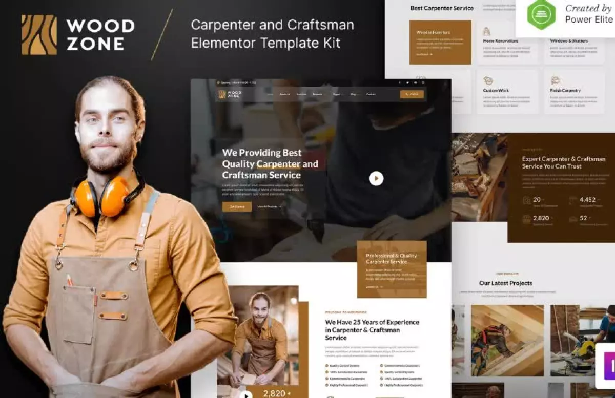 Woodzone – Carpenter & Craftsman Elementor Template