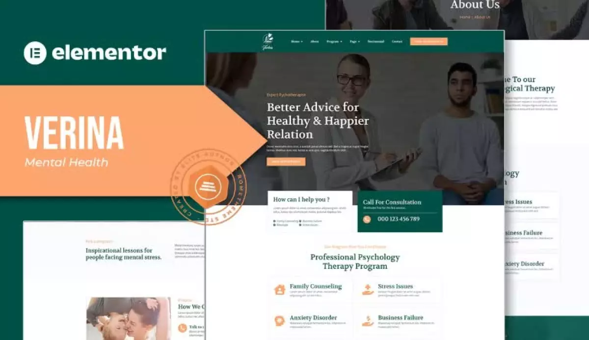 Verina - Mental Health Elementor Template