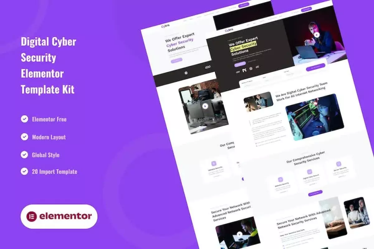 Cybra - Digital Cyber Security Elementor Template