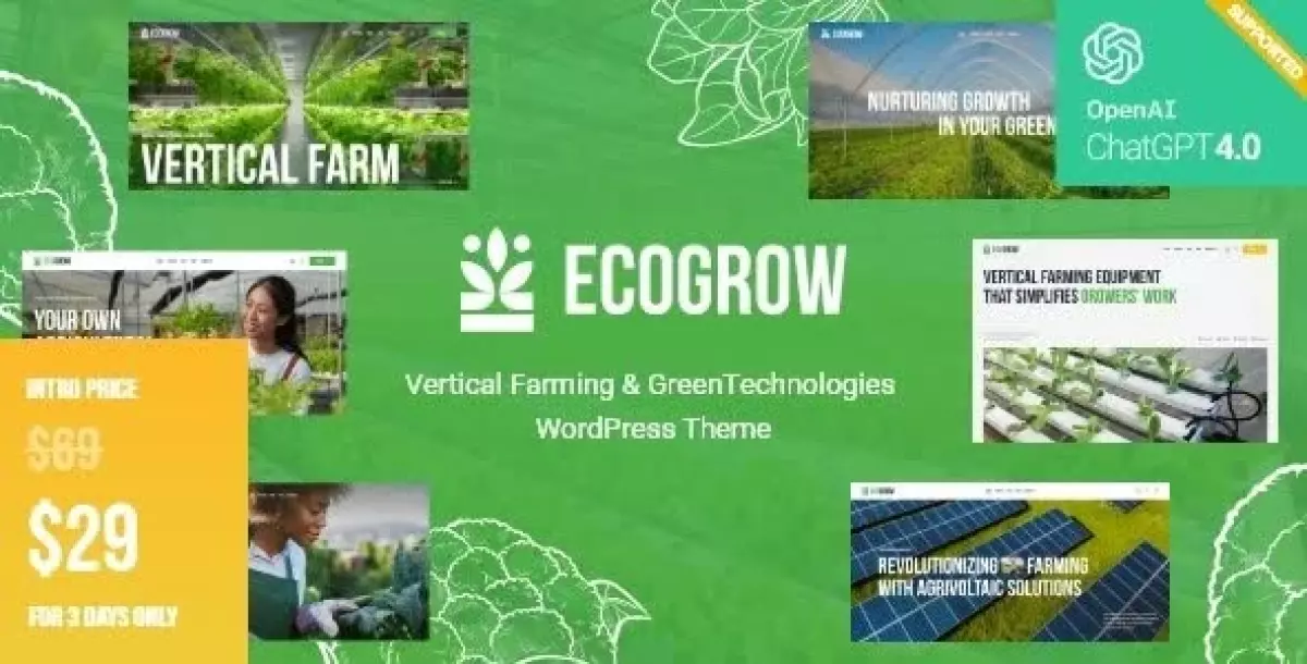 [WISH] EcoGrow - Vertical Farming &amp; Green Technologies WordPress Theme +