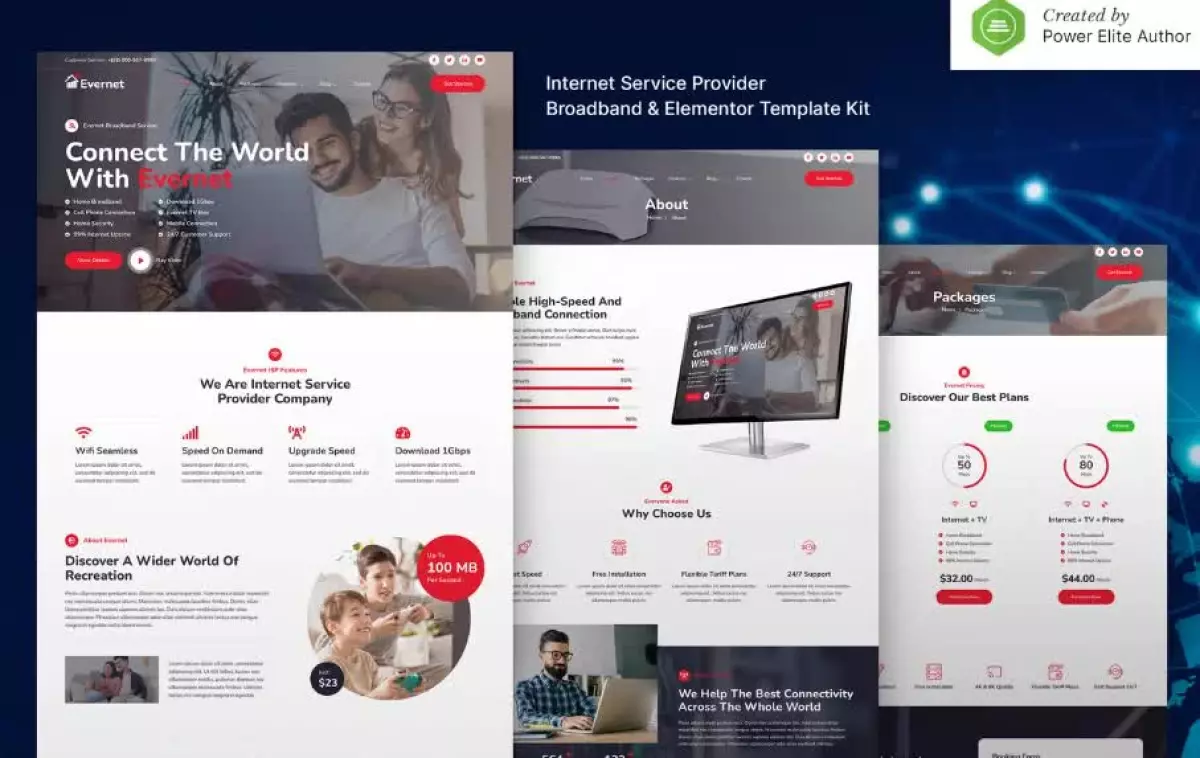 Evernet – Broadband & Internet Service Provider Elementor Template