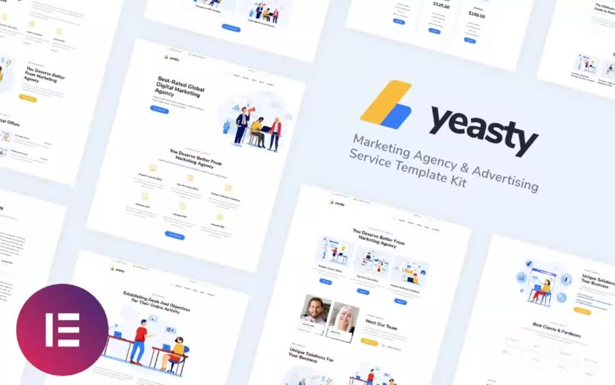 Yeasty | Marketing Agency & Advertising Service Elementor Template