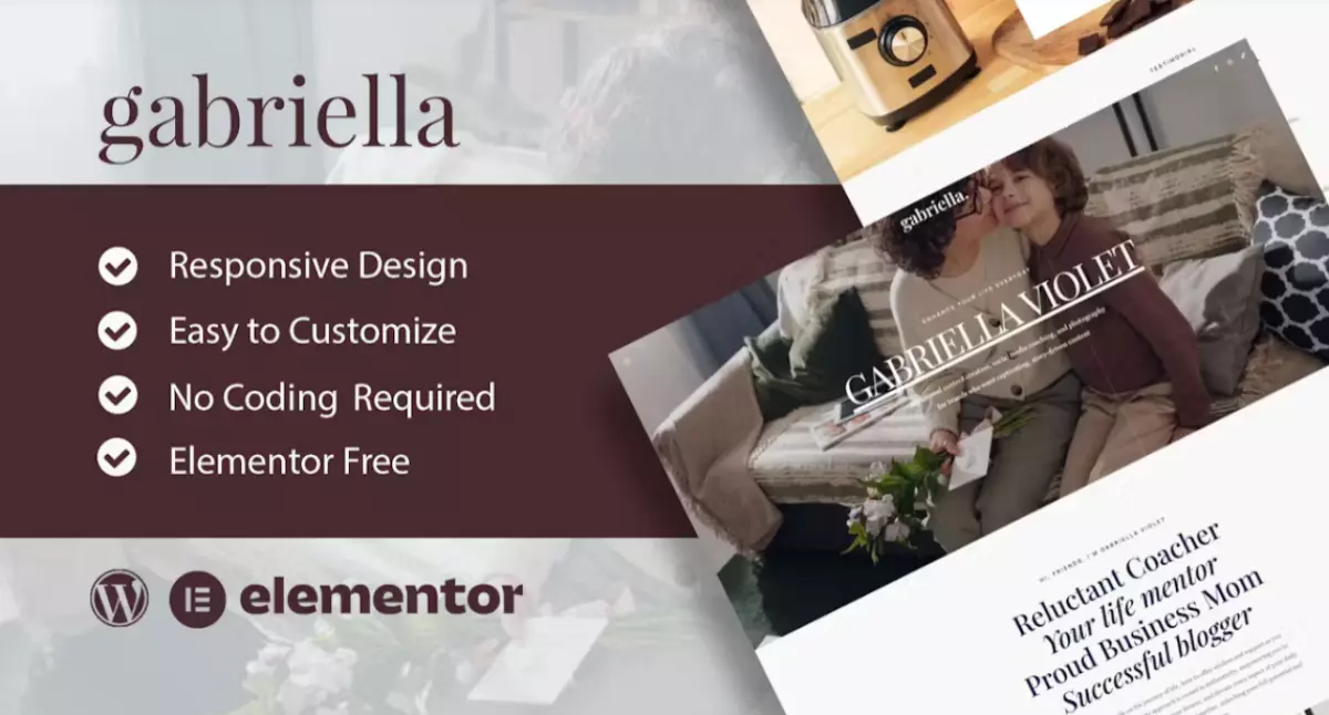 Gabriella – Motivator &amp; Business Coach Elementor Template Kit