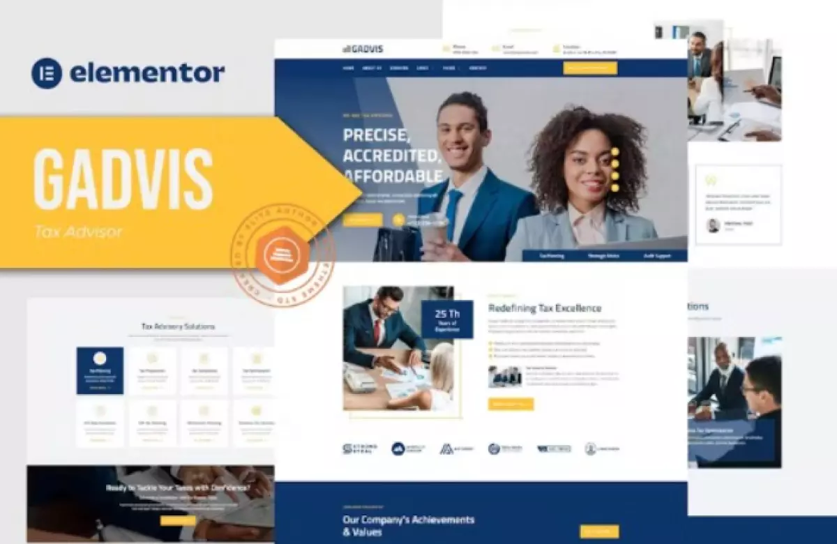 Gadvis – Tax Advisor &amp; Financial Consulting Elementor Template Kit