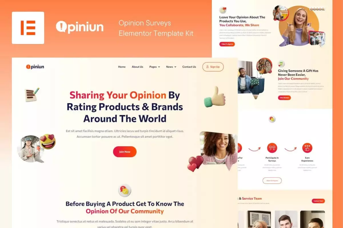 Opiniun - Opinion Surveys Elementor Template