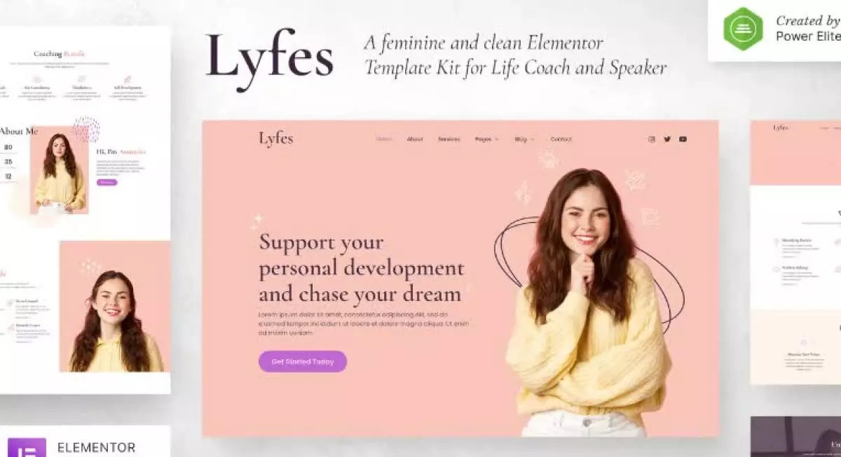 Lyfes – Feminine Life Coach & Speaker Elementor Template