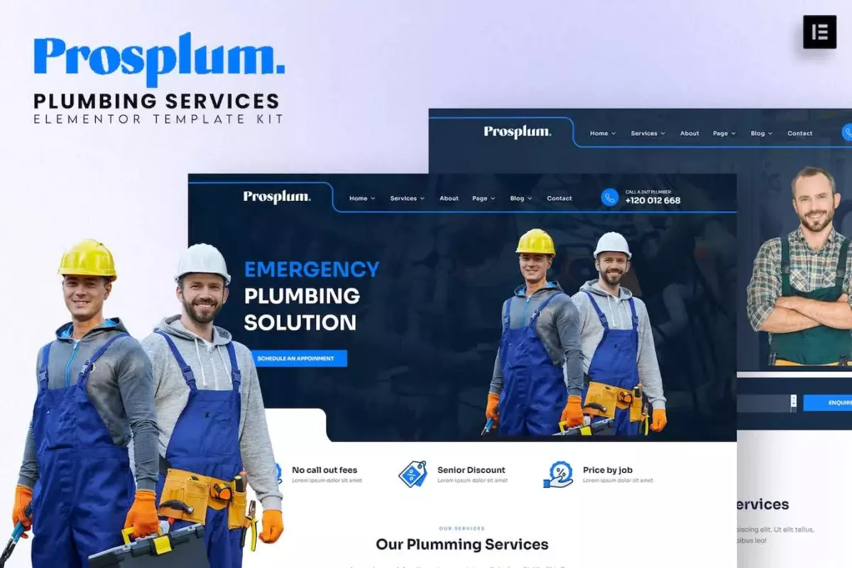 Prosplum - Plumbing Services Elementor Template