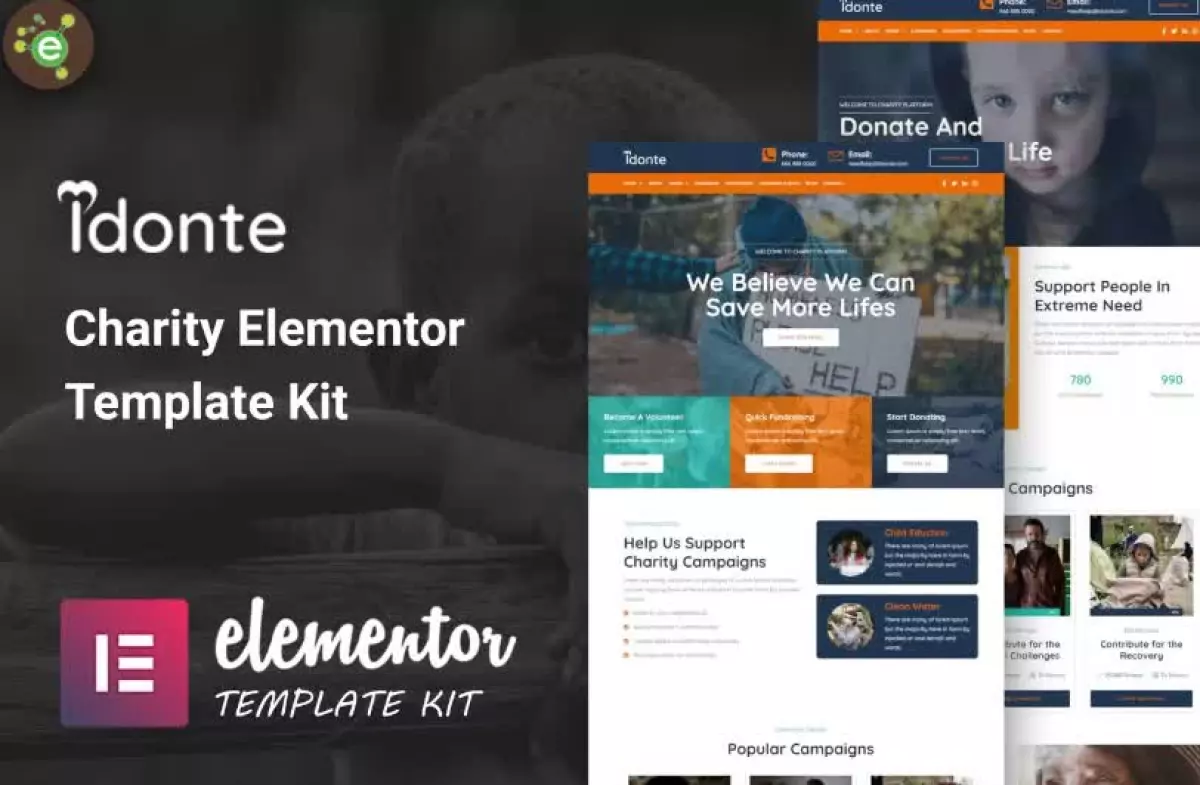 iDonte - Charity Non-Profit Elementor Template