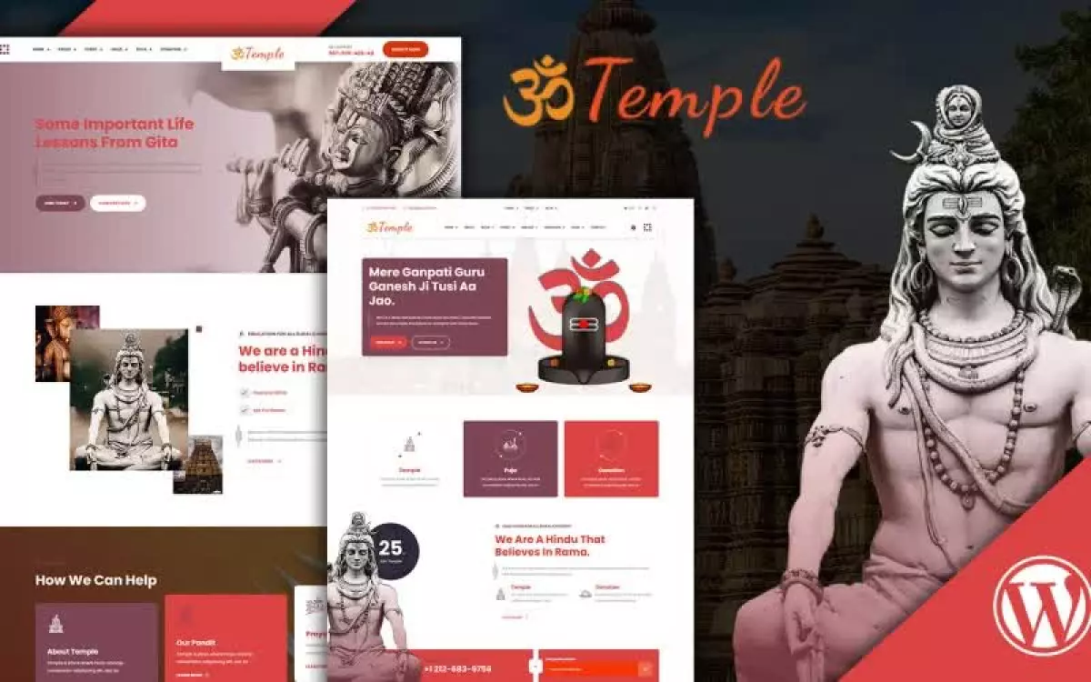 Temple Hindus worship Mandir WordPress Theme