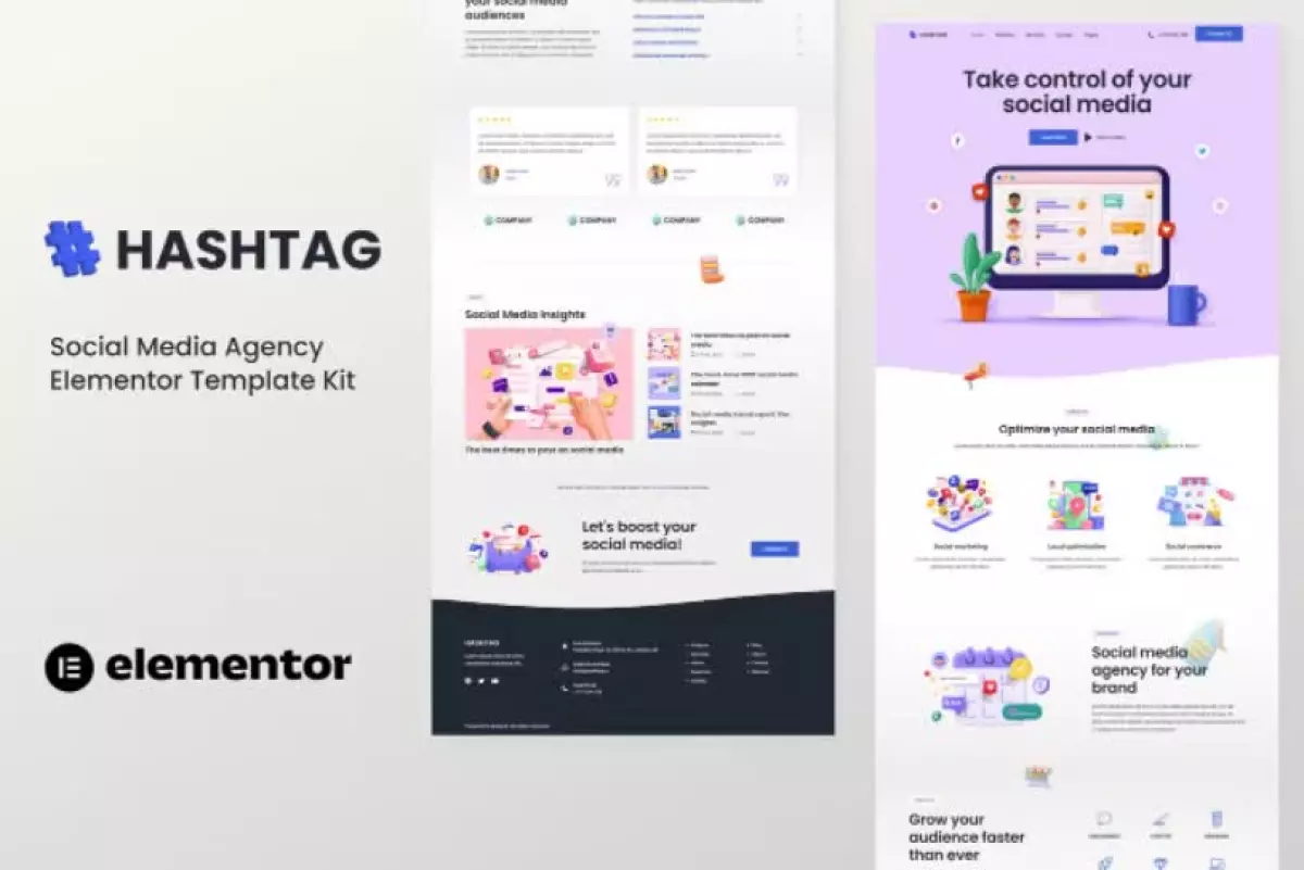 Hashtag - Social Media Agency Elementor Template