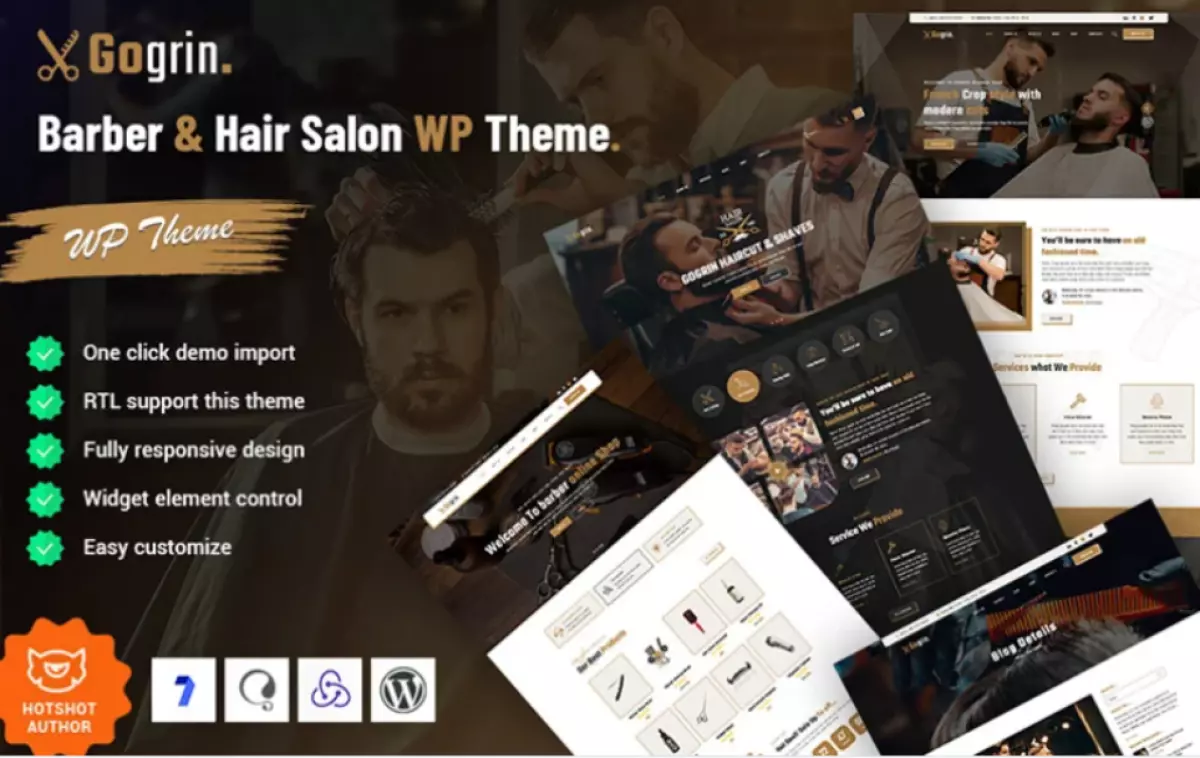 Gogrin - Barber &amp; Hair Salon WordPress Theme