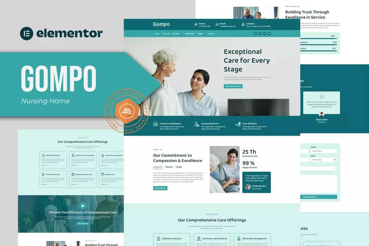 Gompo - Nursing Home Elementor Template Kit