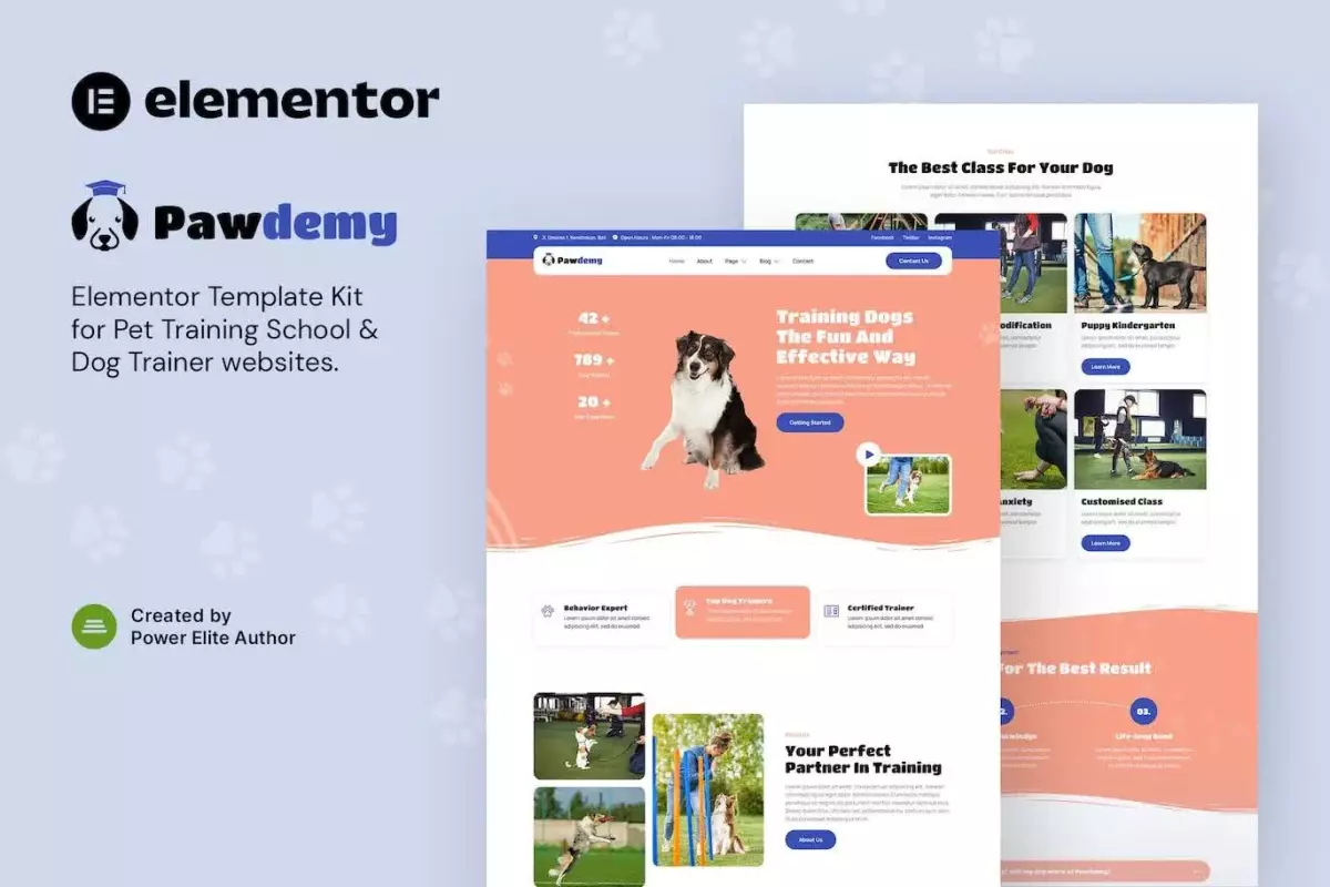 Pawdemy – Pet Training Academy Elementor Template