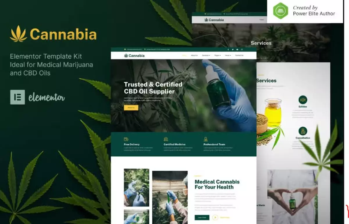 Cannabia – Medical Marijuana & CBD Oil Elementor Template