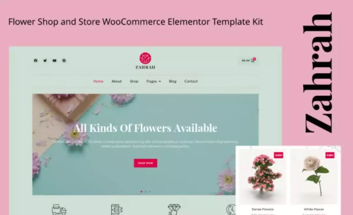 Zahrah - Flower Shop & Store WooCommerce Elementor Template