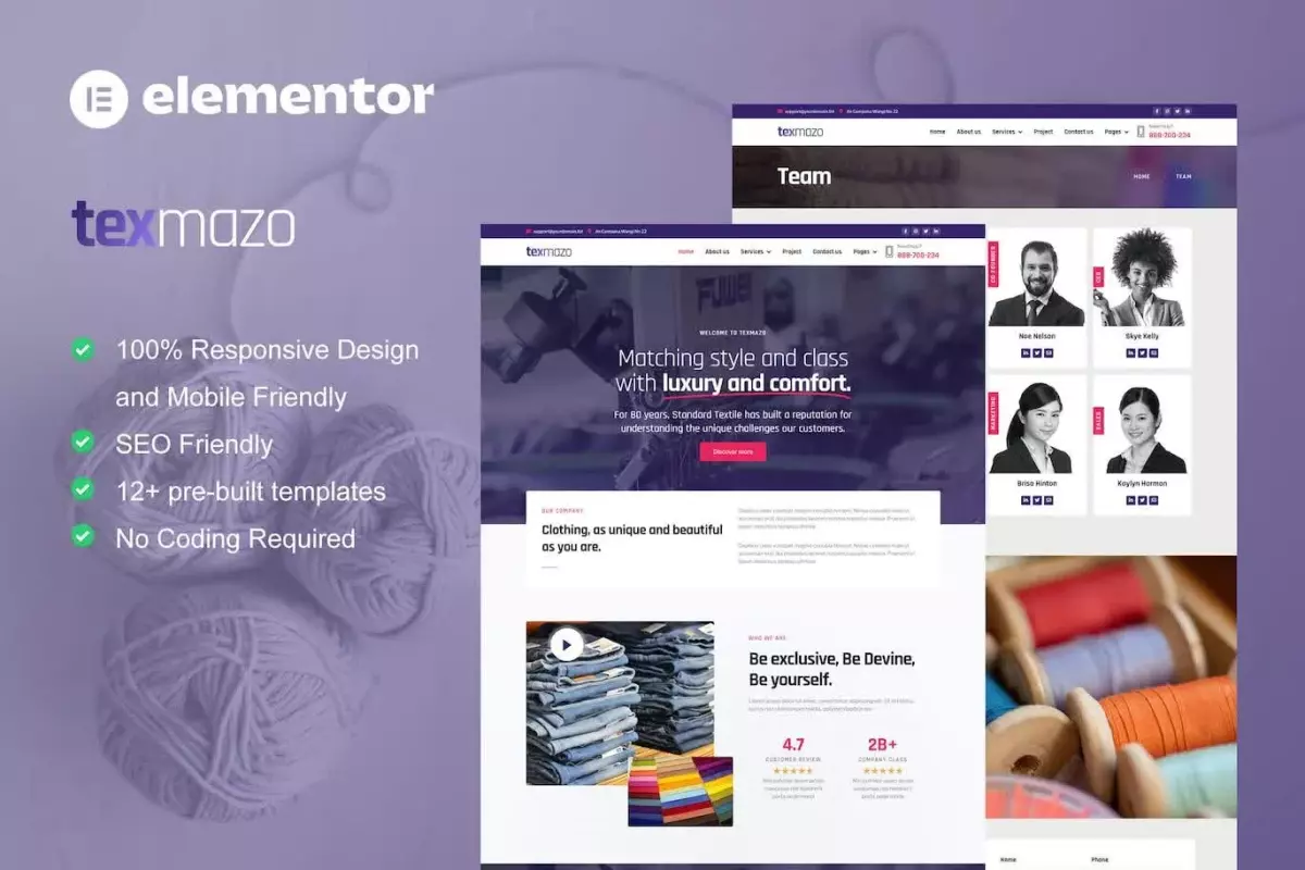 Texmazo - Textile &amp; Garment Industry Elementor Template