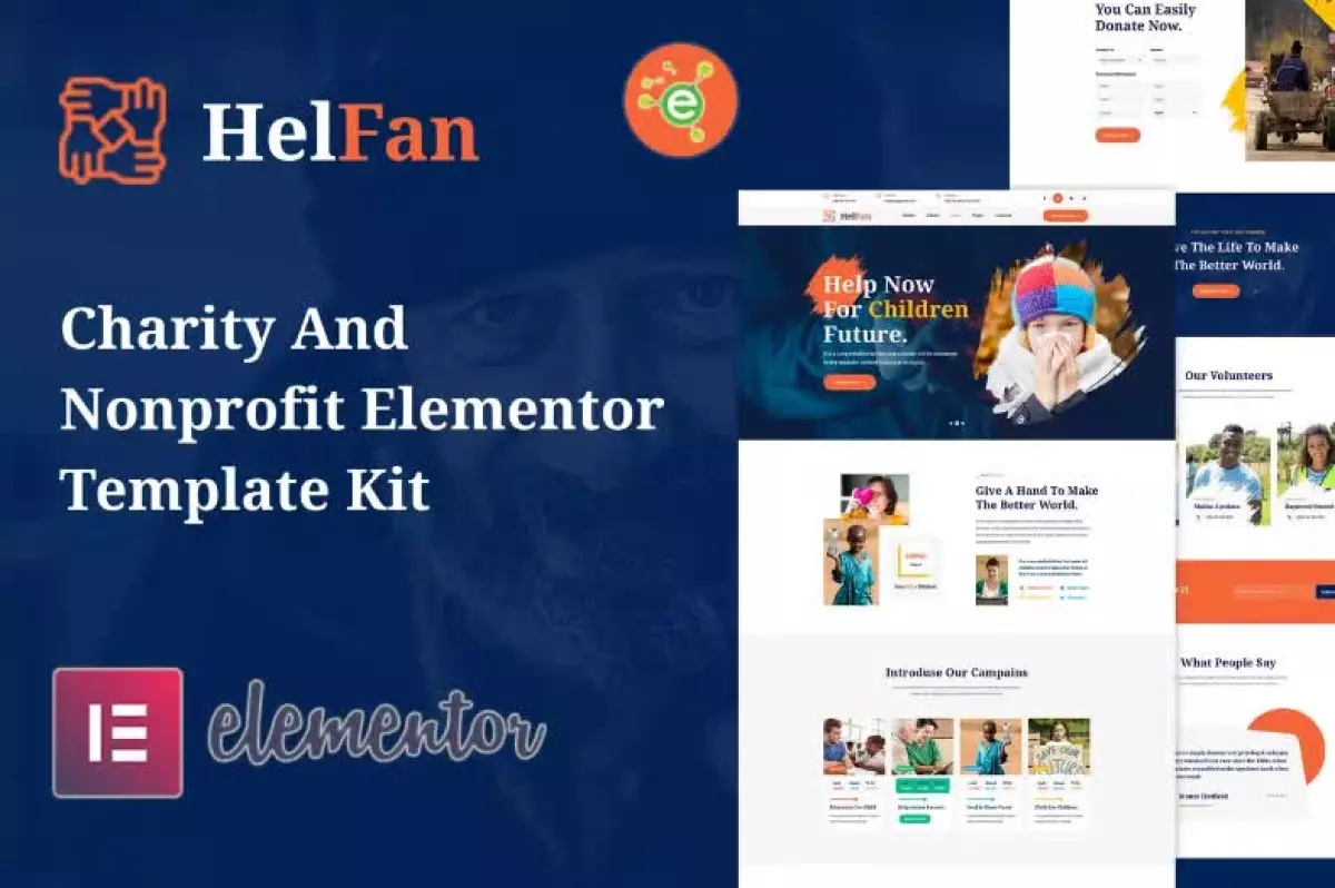 HelFan - Charity and Nonprofit Elementor Template