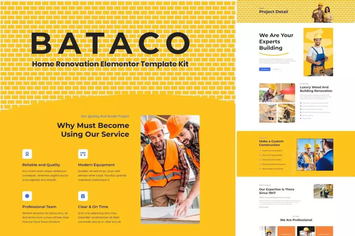 Bataco - Home Renovation &amp; Construction Elementor Template