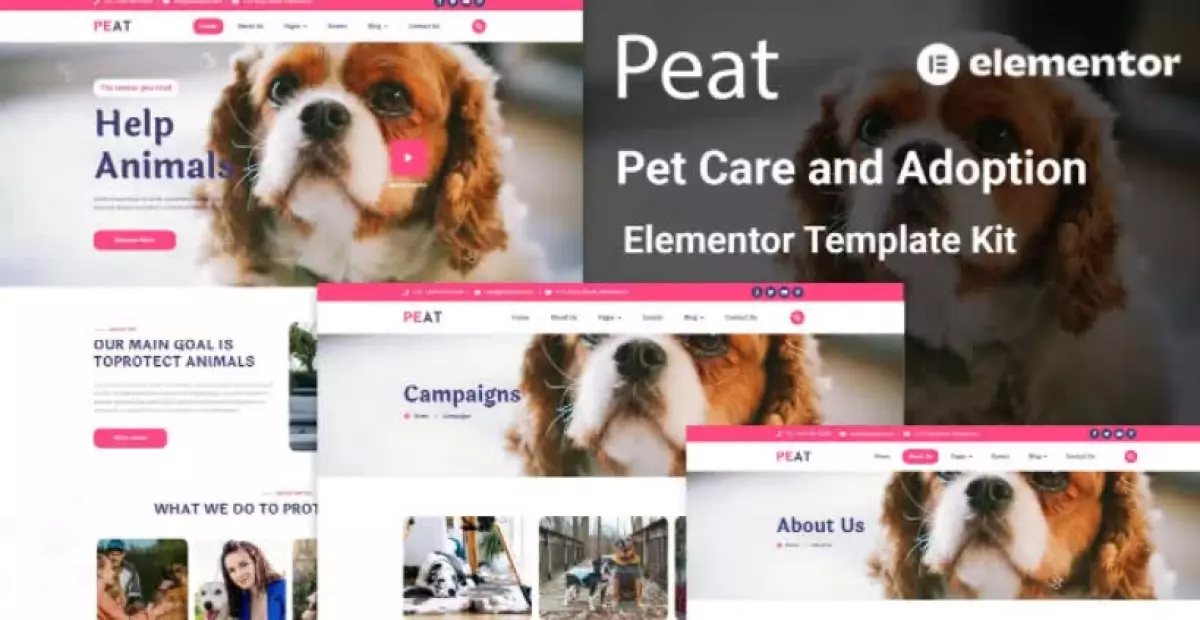 Peat - Pet Care & Adoption Elementor Template