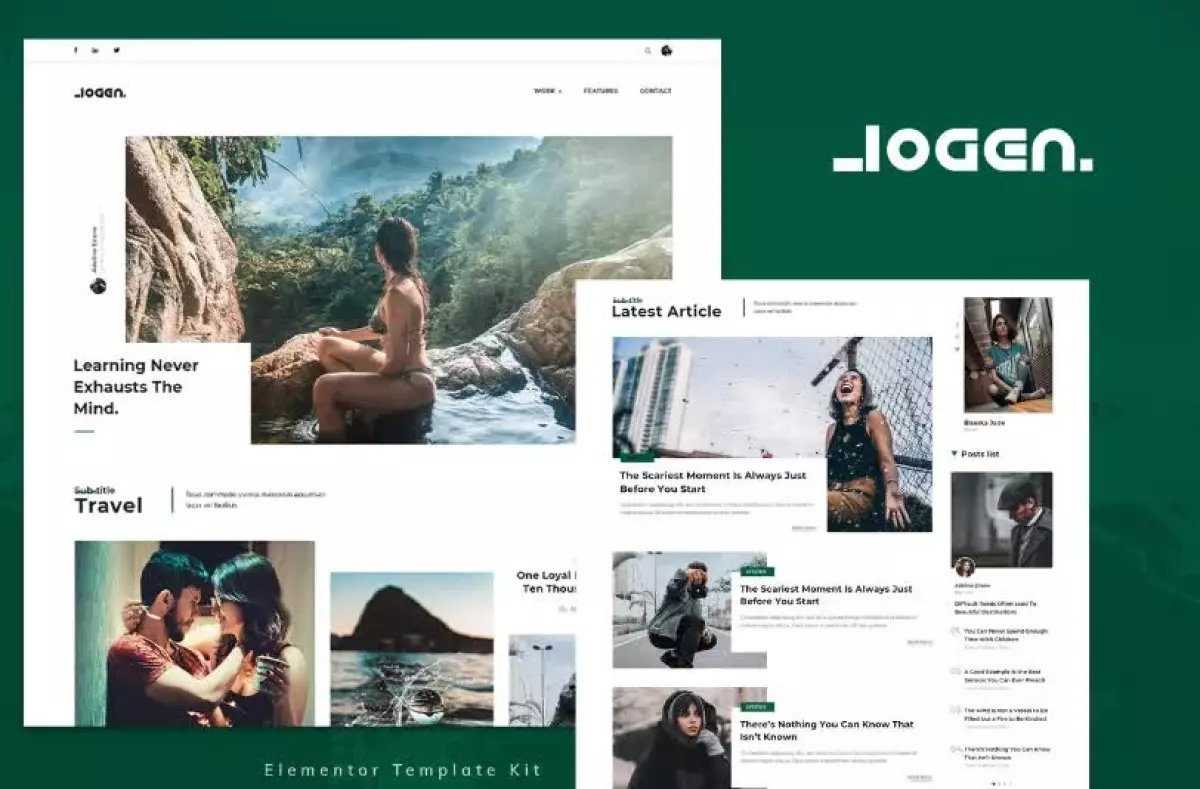 Logen - Lifestyle Blog Elementor Template