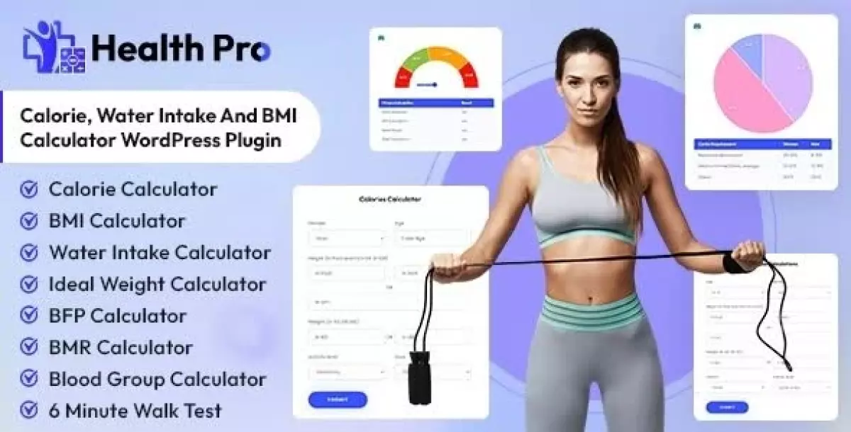 Health Pro - Calorie, Water Intake, BMI Calculator with AI Chatbot Assistant WordPress Plugin