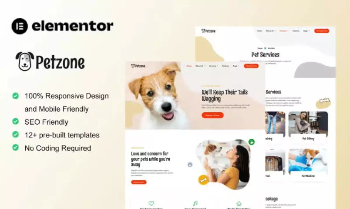 PetZone - Pet Care Services Elementor Template