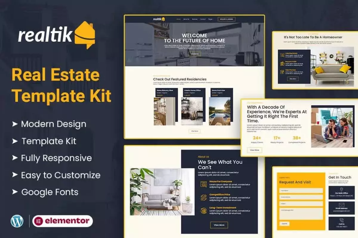 Realtik - Real Estate &amp; Property Sales Elementor Template