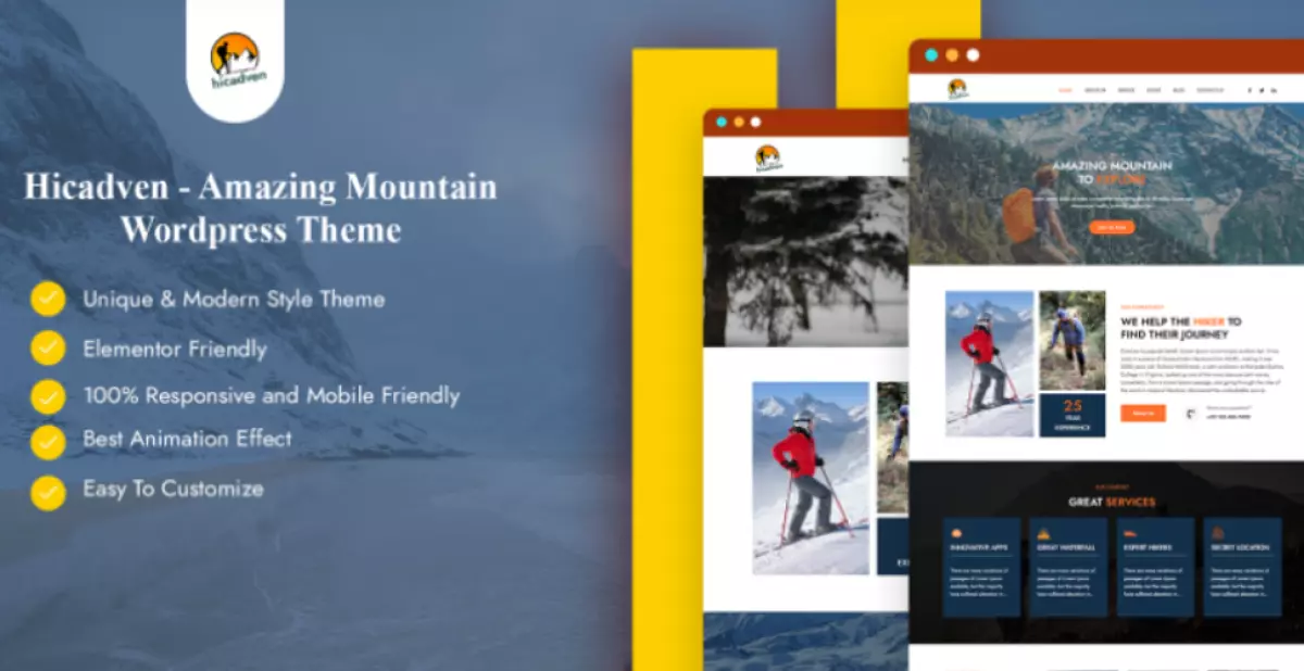 Hicadven - Amazing Mountain WordPress Theme