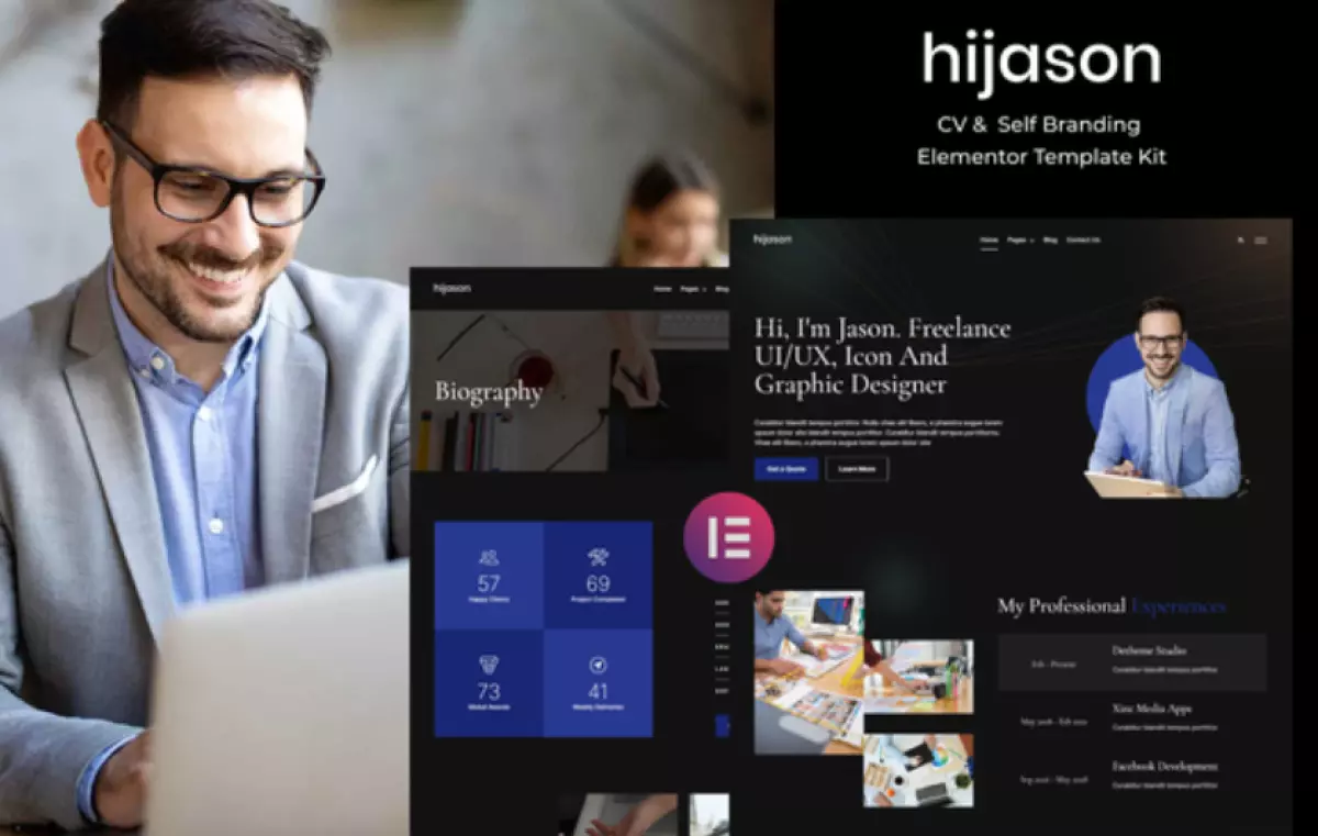 HiJason – CV &amp; Self Branding Elementor Template Kit